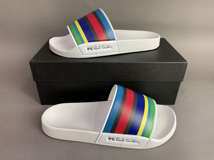 Paul Smith Stripe Sliders, Size 41-42, with Box