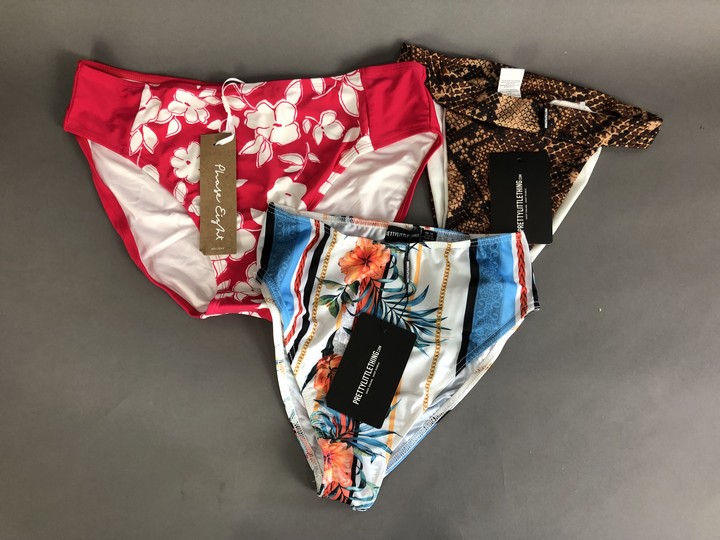 Three Assorted Bikini Bottoms, Size 10,10 and 16