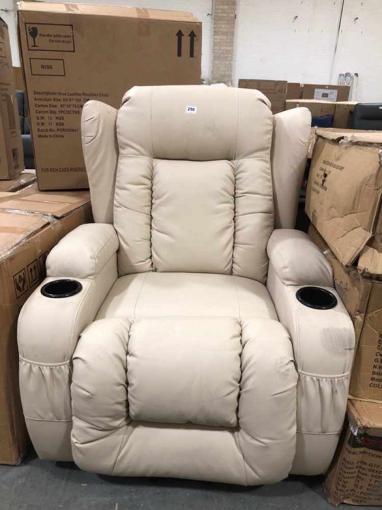 John Pye Auctions ELECTRIC LEATHER RECLINER CHAIR CREAM (BLOCK C) (COLLECTION OR OPTIONAL