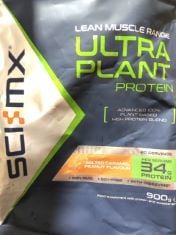 8 X SCIMX LEAN MUSCLE RANGE ULTRA PLANT PROTEIN IN SALTED CARAMEL PEANUT FLAVOUR .