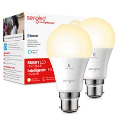 19 X SENGLED SMART BULB, ALEXA LIGHT BULB B22, ALEXA BULB BAYONET DIMMABLE, BLUETOOTH LIGHT BULBS WORK WITH ALEXA ECHO/ECHO DOT, GROUP CONTROL, ENERGY SAVING 8.8W 806LM, SOFT WHITE, 2 PACK.