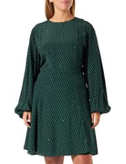 TOMMY HILFIGER GIRL'S LONG WAISTED DOWN COAT FIT & FLARE DRESSES, SMALL PAISLEY HUNTER, 46.