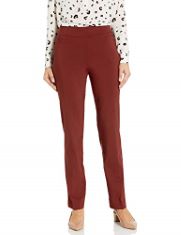 3 X BRIGGS NEW YORK WOMEN'S SUPER STRETCH MILLENNIUM WELT POCKET PULL ON CAREER PANT, RUST, 14.