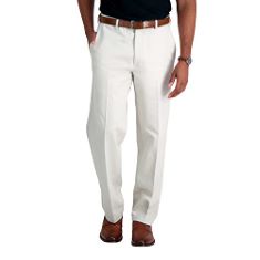 3 X HAGGAR MEN'S WORK TO WEEKEND HIDDEN EXPANDABLE WAIST NO IRON FLAT FRONT PANT, STRING, 42W X 29L.