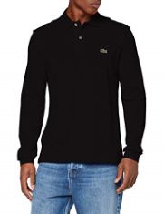 2 X LACOSTE MEN'S L1312 LONG-SLEEVE POLO SHIRT,BLACK (BLACK 031),S (MANUFACTURER SIZE: 3).