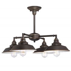 4 X WESTINGHOUSE LIGHTING 63433 IRON HILL FOUR-LIGHT INDOOR CHANDELIER/SEMI-FLUSH MOUNT CEILING FIXTURE, OIL RUBBED BRONZE FINISH WITH HIGHLIGHTS.