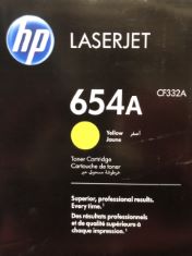 HP LASERJET 654A YELLOW INK CARTRIDGE .