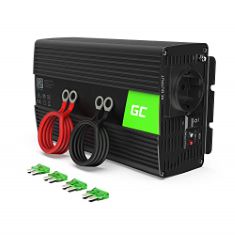 3 X GREEN CELL PRO VOLTAGE CONVERTER INVERTER FOR CAR INCLUDING BATTERY 1000W PURE SINE VOLTAGE DC 12V TO AC 230V BLACK.