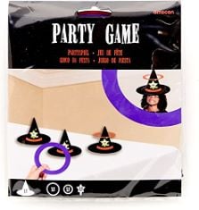 QTY OF ITEMS TO INLCUDE BOX OF ASSORTED CHILDREN’S TOYS INCLUDING AMSCAN 9912228 - WITCH HAT TOSS KIDS HALLOWEEN PARTY GAME, WIZARD CARD GAME.