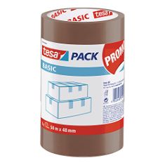 24 X TESA BASIC PACK - 3 PACK OF PACKAGING TAPE, BROWN.