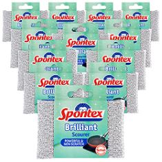 QTY OF ITEMS TO INLCUDE BOX OF ASSORTED CLEANING ITEMS INCLUDING SPONTEX BRILLIANT SCOURER PAD (PACK OF 12), FLASH SPEEDMOP WET CLOTH REFILLS, FAST EASY AND HYGIENIC, LEMON MULTI-SURFACE, 24 CLOTHS.