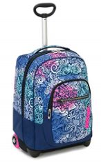 SEVEN ROLLING BACKPACK, PINKSHADE, WHEELED BOOK BAG, 2 IN 1, BACKPACK + TROLLEY, FOR TEEN, GIRLS&BOYS, FOR SCHOOL, SPORT, FREE TIME, LAPTOP SLEEVE, ITALIAN DESIGN, NAVY.