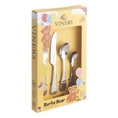 9 X VINERS BERTIE BEAR 18/0 STAINLESS STEEL 4 PIECE KIDS CUTLERY SET.