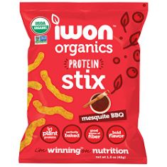 4 X IWON ORGANICS MESQUITE BBQ PROTEIN STIX 8 X 42 G.