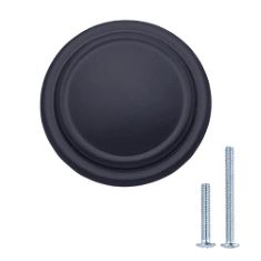 5 X BASICS STRAIGHT TOP RING CABINET KNOB, 1.25" DIAMETER, FLAT BLACK, 25-PACK.