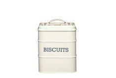 10 X KITCHENCRAFT LIVING NOSTALGIA METAL BISCUIT TIN, AIRTIGHT, 14.5 X 19CM, ANTIQUE CREAM.