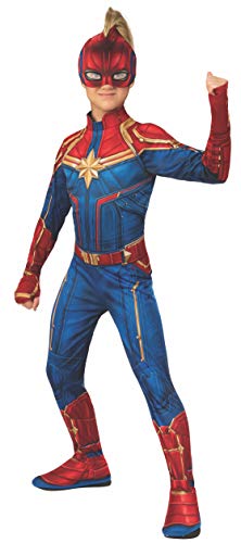 7 X RUBIE'S OFFICIAL CAPTAIN MARVEL HERO SUIT, CHILDS COSTUME, LARGE AGE 8-10 YEARS.