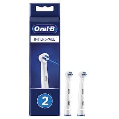 16 X ORAL-B INTERSPACE ELECTRIC TOOTHBRUSH HEAD, DEEP PLAQUE REMOVER, PACK OF 2 TOOTHBRUSH HEADS, CLEANS BETWEEN TEETH, WHITE.