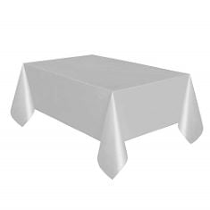 27 X PLASTIC TABLECOVER - SILVER (137CM X 274CM) | PARTY TABLEWARE SUPPLIES.