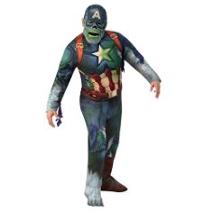 QTY OF ITEMS TO INLCUDE BOX OF ASSORTED DRESS UP INCLUDING RUBIE'S OFFICIAL 702866TEEN000 TEEN CHILDS BOYS DELUXE ZOMBIE CAPTAIN AMERICA COSTUME MARVEL, RUBIES COSTUME CHULAPA DELUXE (S8550-M).