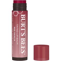 62 X BURT'S BEES TINTED LIP BALM RED DAHLIA, MOISTURISING LIP TINT WITH SHEA BUTTER, 100% NATURAL ORIGIN, 4.25G.