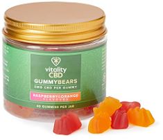 21 X VITALITY GUMMY BEARS 5MG OF CANNABIDIOL PER GUMMY 40 GUMMIES, RASPBERRY AND ORANGE.