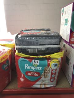 4X ASSORTED PAMPERS SIZE 5 NAPPIES