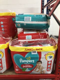 4X ASSORTED PAMPERS SIZE 4 NAPPIES