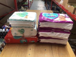 6X ASSORTED PAMPERS SIZE 3 NAPPIES