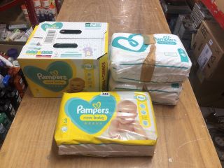 4X ASSORTED PAMPERS SIZE 3 NAPPIES