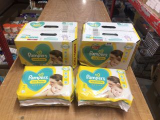 4X ASSORTED PAMPERS SIZE 2 NAPPIES