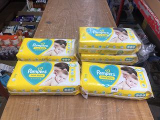 5X PAMPERS SIZE 2 NEW BABY NAPPIES