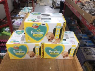 3X PAMPERS SIZE 1 NEW BABY NAPPIES