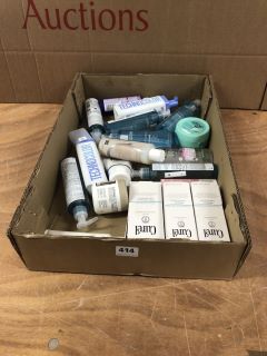 BOX OF ASSORTED ITEMS INC CUREL MAKEUP CLEANSING OIL