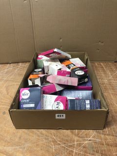 BOX OF ASSORTED ITEMS INC VEET MEN HAIR REMOVAL CREAM CHEST AND BODY 200ML