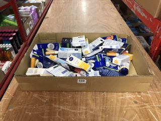 BOX OF ASSORTED NIVEA SKIN CARE ITEMS