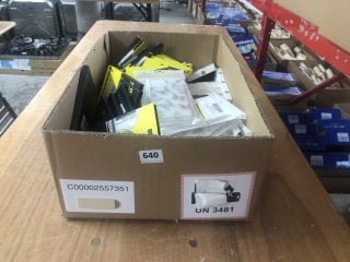 BOX OF ASSORTED ITEMS INC. TEMPERED GLASS SCREEN PROTECTORS