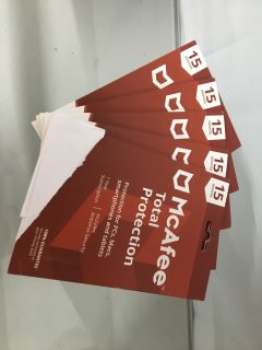 5 X MCAFEE TOTAL PROTECTION ,1 YEAR SUBSCRIPTION,15 DEVICES,ANTIVIRUS SECURITY KEYS - SEALED