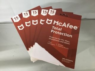 5 X MCAFEE TOTAL PROTECTION ,1 YEAR SUBSCRIPTION,15 DEVICES,ANTIVIRUS SECURITY KEYS - SEALED