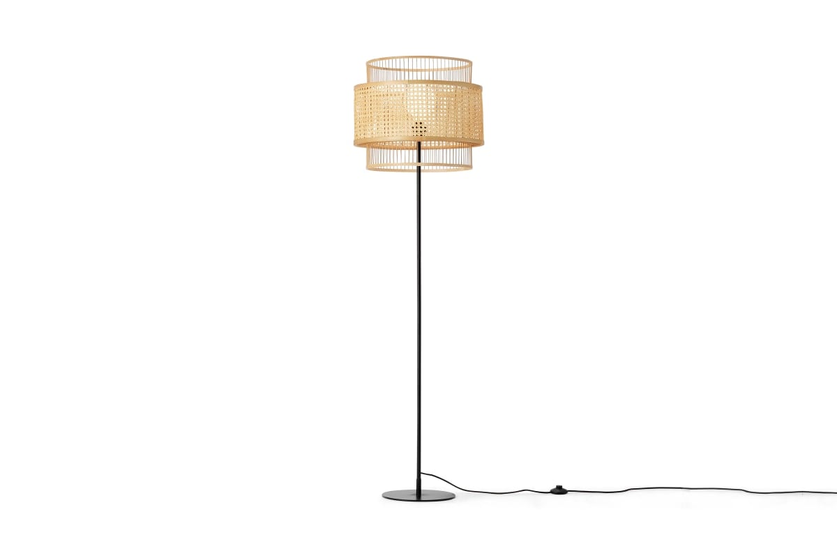 John Pye Auctions Yen Floor Lamp, Natural Cane. RRP £150