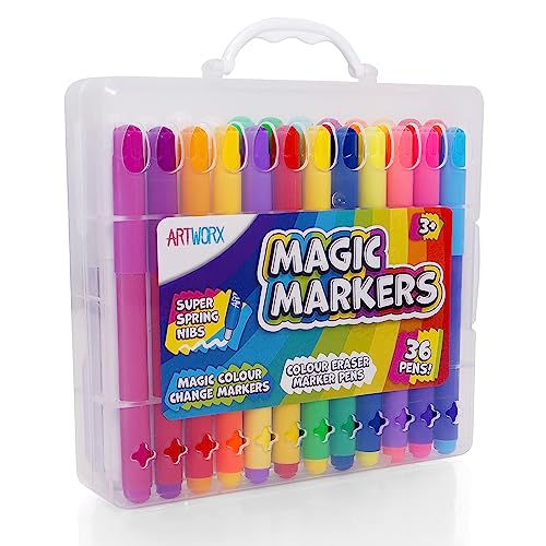 John Pye Auctions - QTY OF ITEMS TO INLCUDE ARTWORX MAGIC PENS FOR KIDS -  COLOUR CHANGING FELT TIP PENS FOR CHILDREN - 36 MAGIC MARKERS & CARRY CASE  - COLOURING PENS
