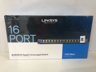 LINKSYS 16 PORT 1000MPS BUSINESS GIGABIT UNMANAGED SWITCH - MODEL: LGS116