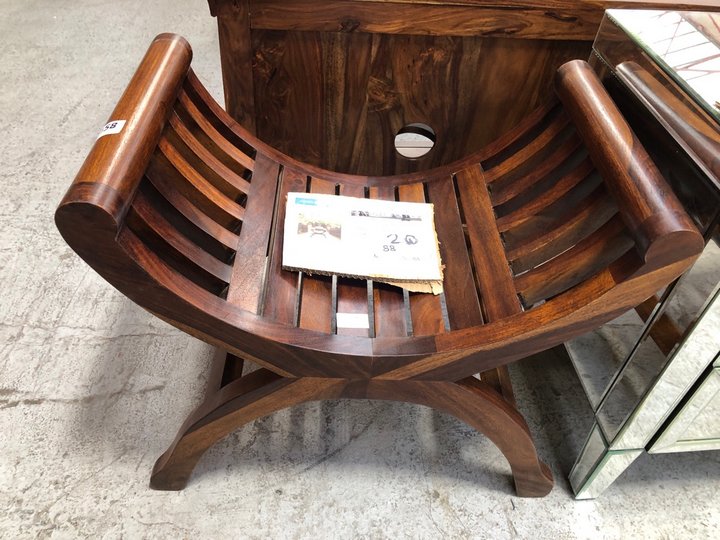 John Pye Auctions JALI RANGE SINGLE SOFA IN BROWN WOOD SIZE 60X36X55