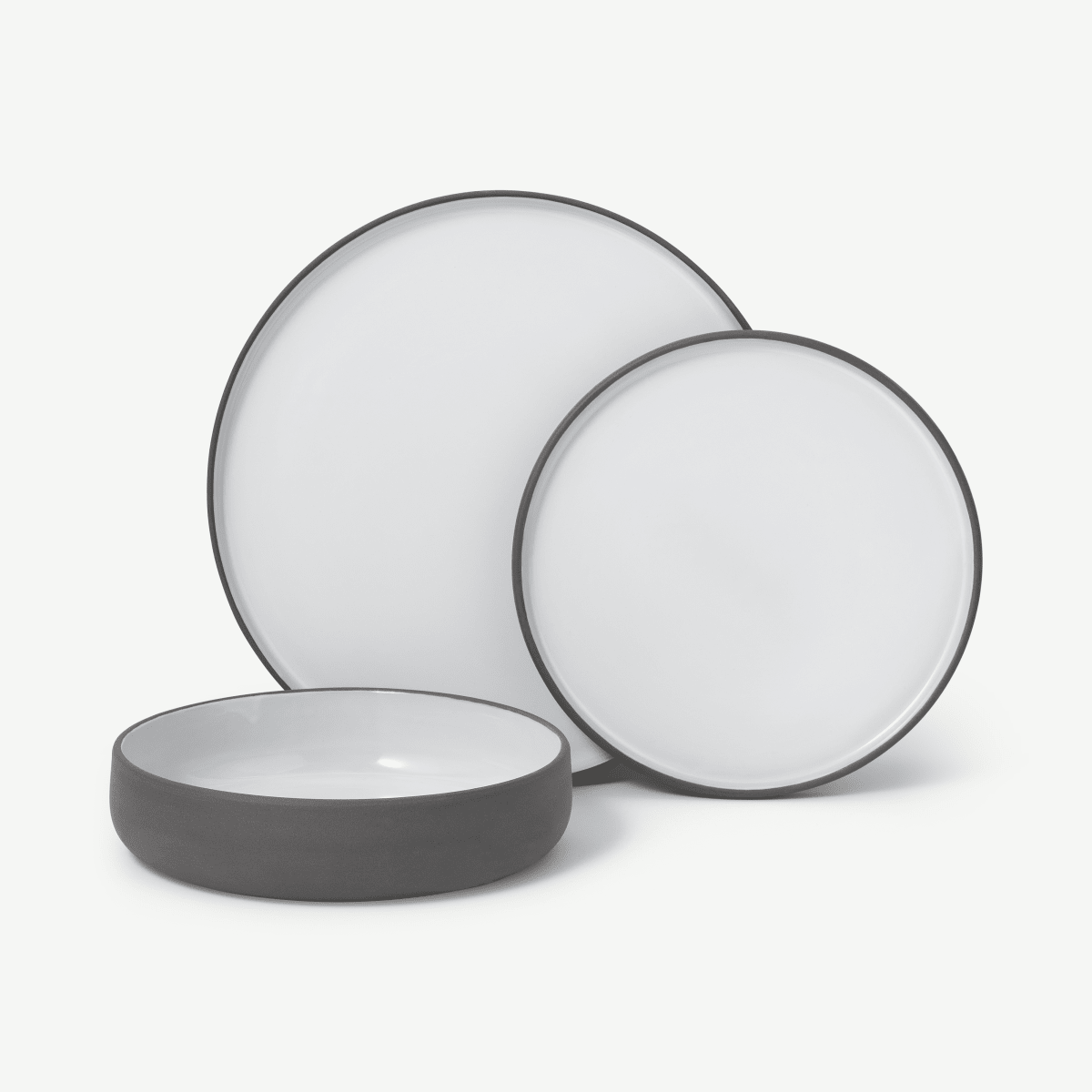 John Pye Auctions Juni 12 Piece Natural Clay Dinner Set, Dark Grey