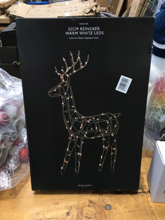 John Pye Auctions 3X 32CM INDOOR REINDEER WITH WARM WHITE LEDS & 49CM