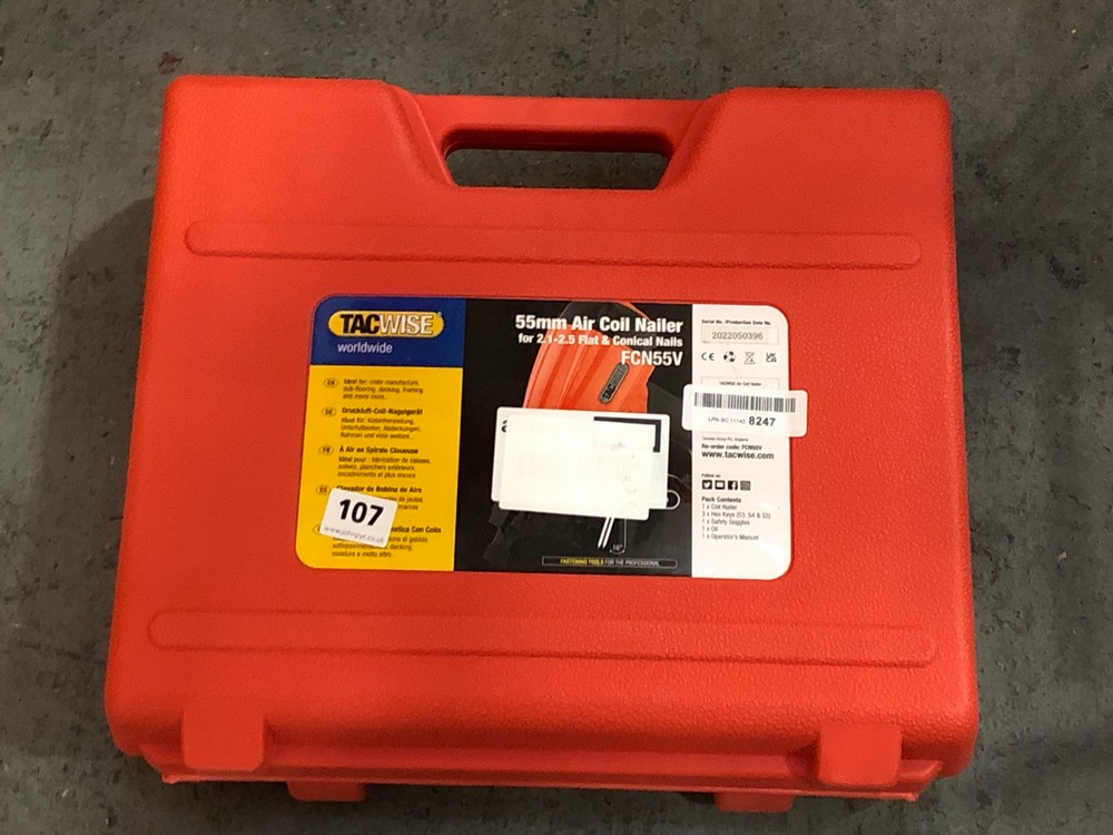 John Pye Auctions TACWISE 55MM AIR COIL NAILER FOR 2.12.5 FLAT