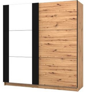 SARDINIA SLIDING DOOR WARDROBE WITH SHELVES AND RAILS INC 1800HX620DX2100HMM IN ARTISAN OAK AND STONE FINISH - RRP £1099: LOCATION - B4