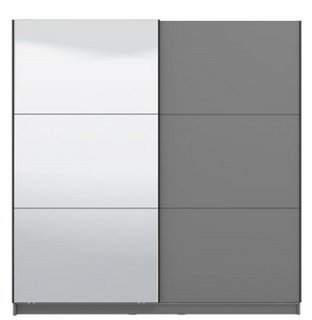 SIERRA 2 DOOR SLIDING WARDROBE WITH MIRROR DOOR SHELVES AND RAILS LIGHT GREY FINISH 1800WX625DX2100HMM - RRP £1049: LOCATION - B4