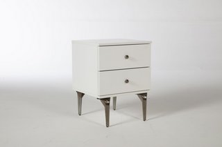 RIX WHITE 2 DRAWER NIGHTSTAND 470X620X590MM - RRP £269: LOCATION - B4