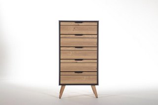 INDUS OAK 5 DRAWER TALL CHEST 600X400X1050MM - RRP £539: LOCATION - B5